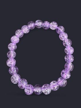 Lavender Crackle Glass Bead Bracelet
